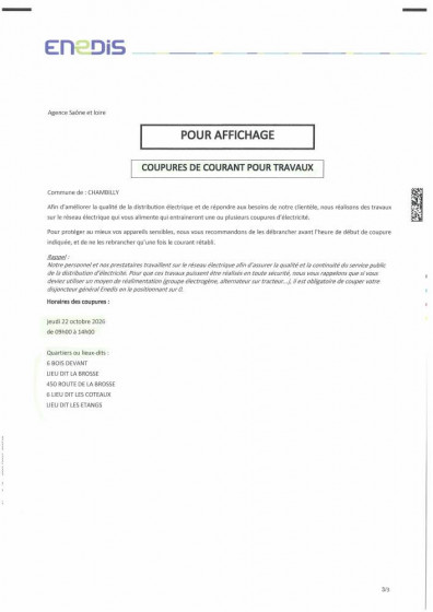 Coupures de courant pour travaux