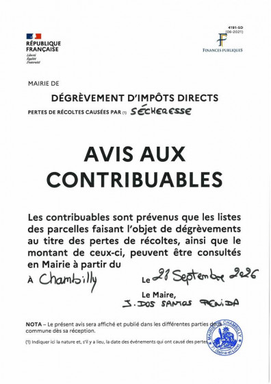 Dégrèvement d'impôts directs