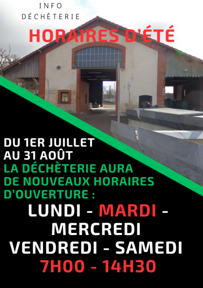 Horaires d'été déchèterie