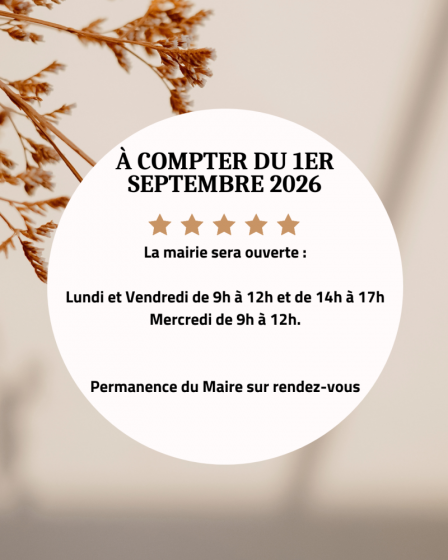 Changement des jours d'ouverture de la mairie