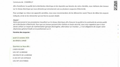 Coupures de courant pour travaux