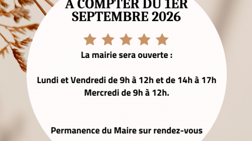 Changement des jours d'ouverture de la mairie