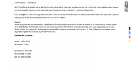 Coupure de courant pour travaux