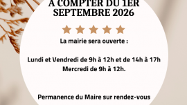 Changement des jours d'ouverture de la mairie